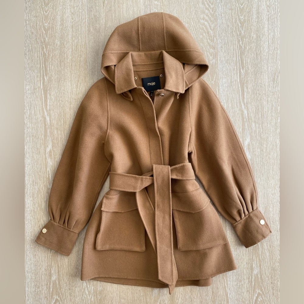 MAJE Galicol Double sided Wool Coat!! Camel/ Tobacco color!! Size 38!! NWT! NEW